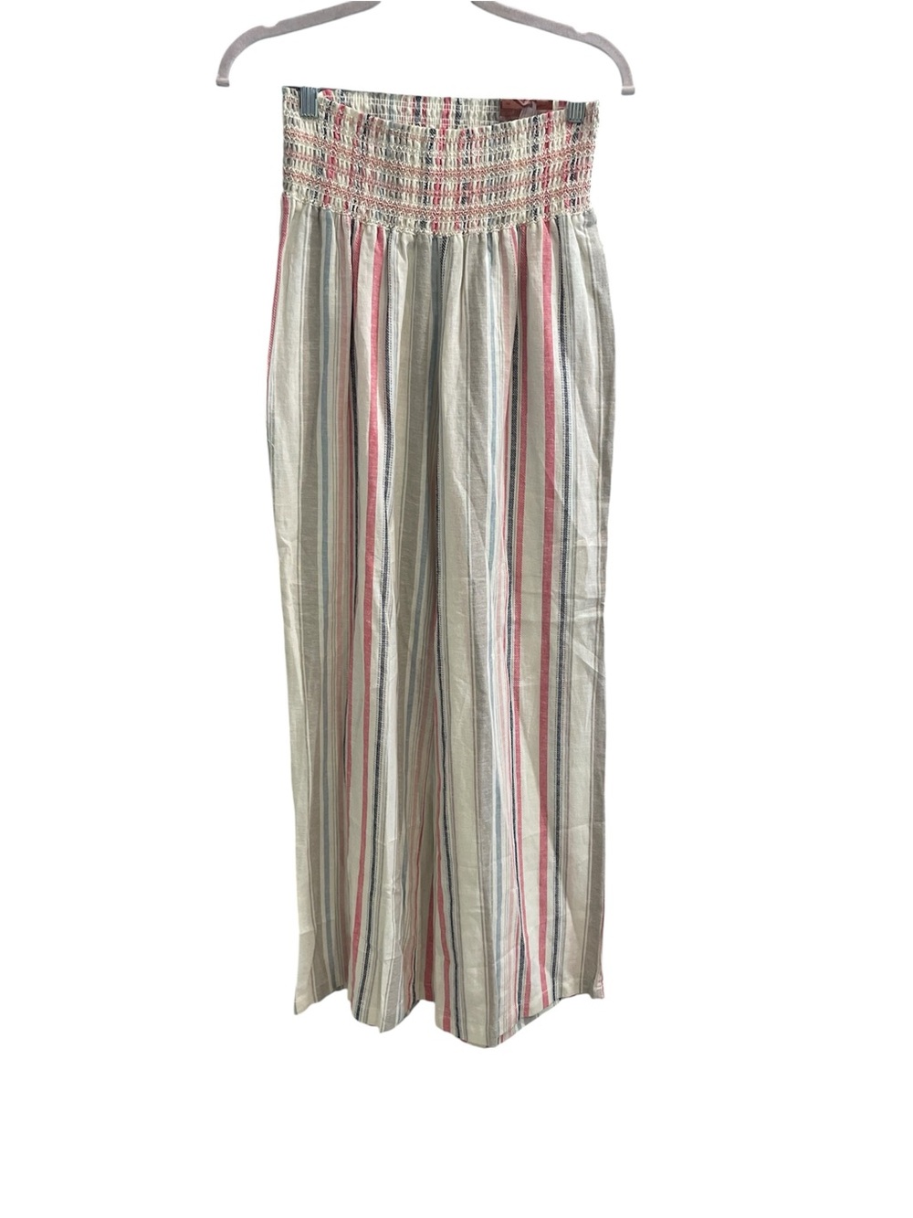 NWT Rewash Linen Blend Coastal Stripe Wide Leg Pants M - Picture 6 of 9